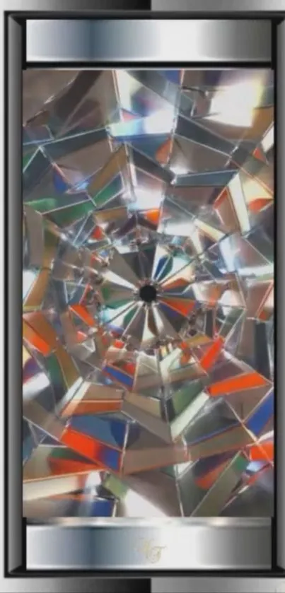 Dynamic kaleidoscope geometric art with vibrant colors