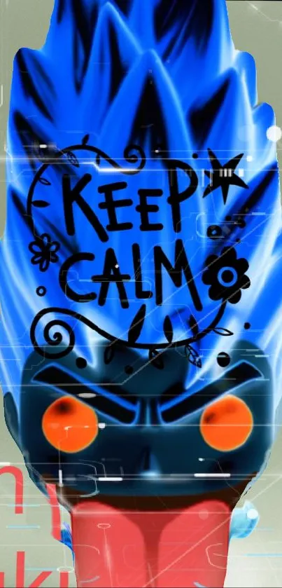 Blue anime wallpaper with 'Keep Calm' text design.