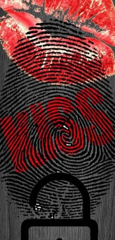 Red kiss fingerprint lock mobile wallpaper.