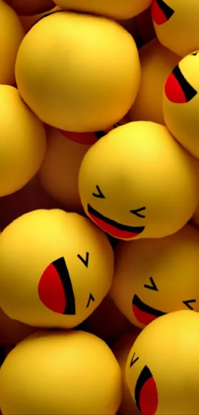 Bright yellow wallpaper with laughing emojis.