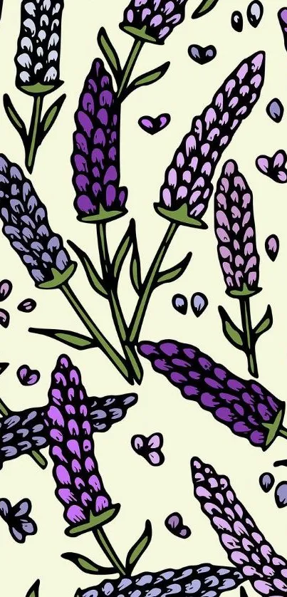 Chic lavender flower pattern on light background for mobile wallpaper.