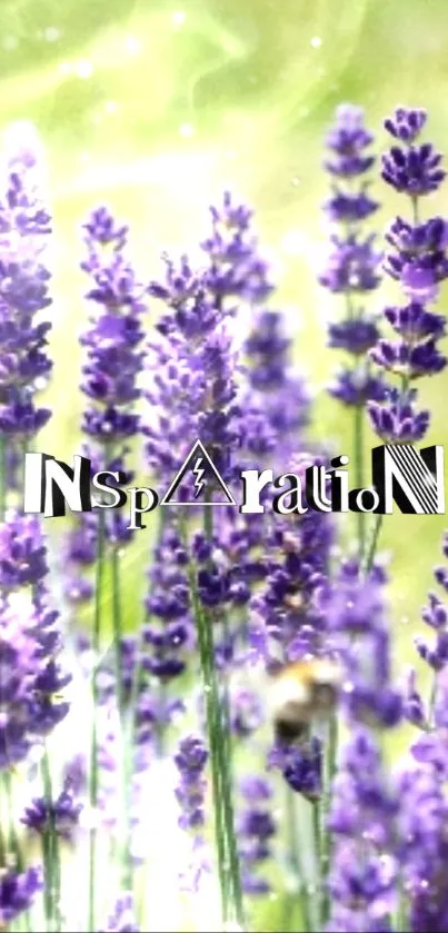 Purple lavender flowers with 'Inspiration' text on a green background.