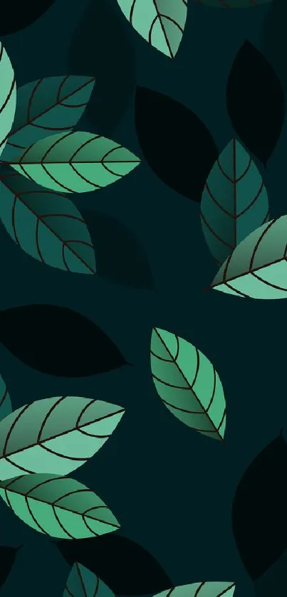 Dark green wallpaper with stylized leaf pattern.