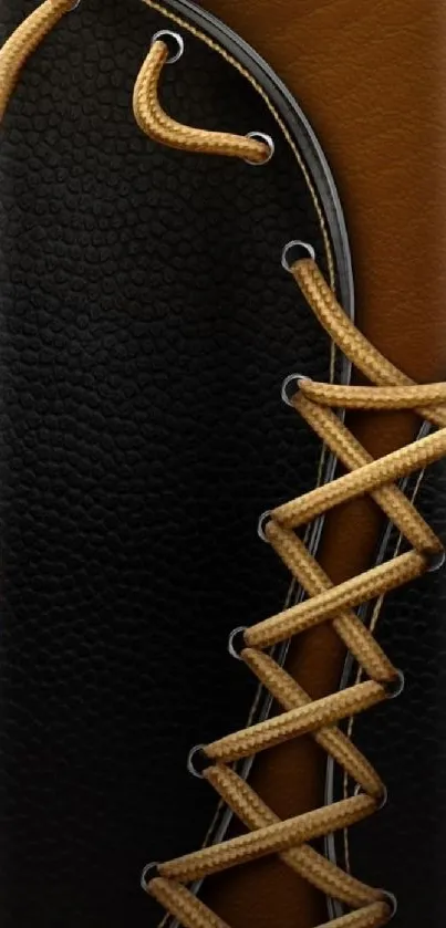 Leather laced design mobile wallpaper in brown and black.