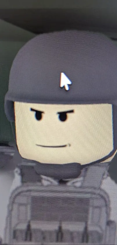 Animated Lego soldier character in gray tones as mobile wallpaper.