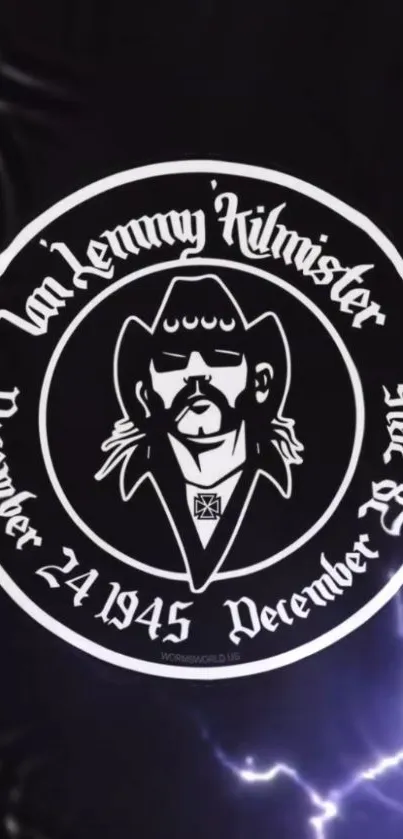 Lemmy Kilmister tribute with black and white design.