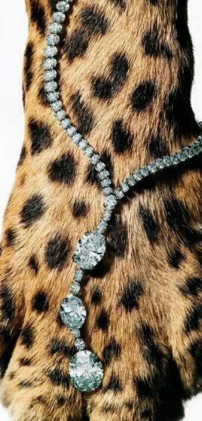 Leopard paw with diamond jewels in elegant design.