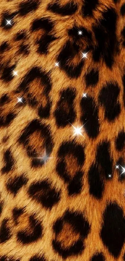 Leopard print wallpaper with golden fur and dark spots.