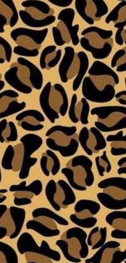 Leopard print wallpaper with black spots on tan background.