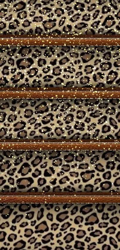 Leopard print mobile wallpaper with brown tones and textured design.