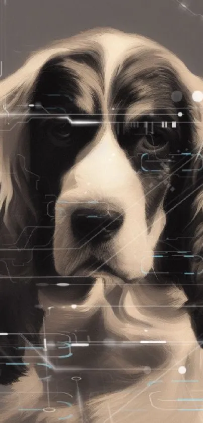 Realistic digital painting of a spaniel dog.