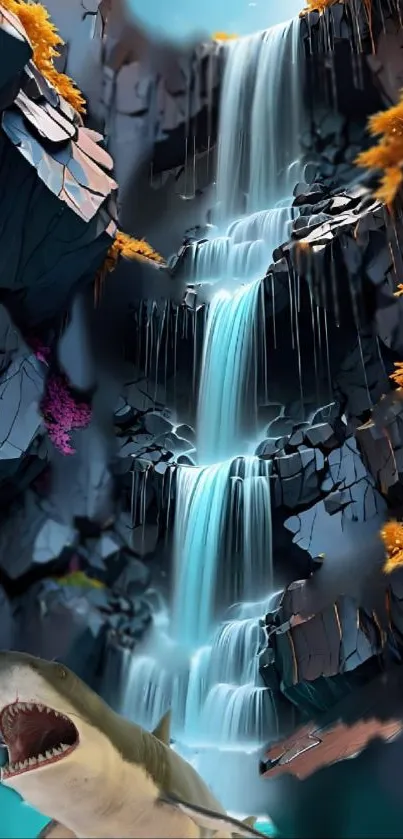 Light World Waterfall Live Wallpaper