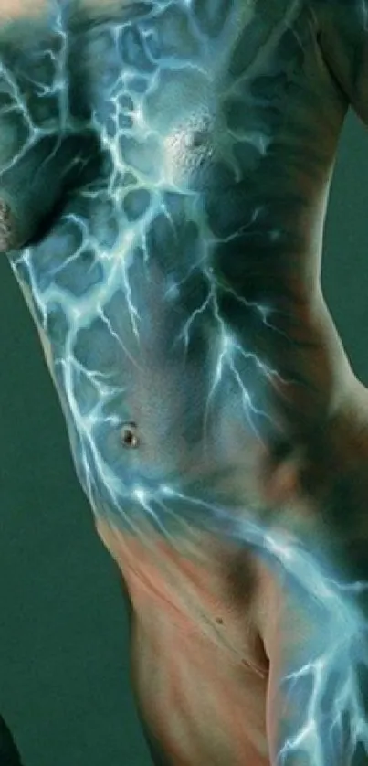 Electrifying body paint design on skin.