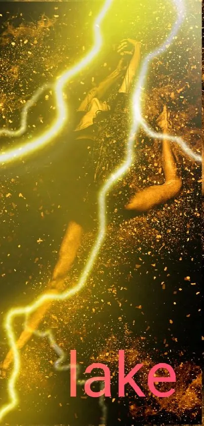 Artistic wallpaper with yellow lightning and dance theme.