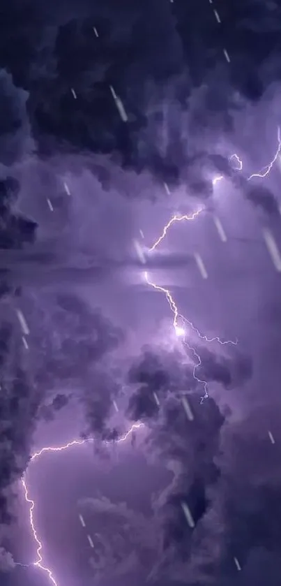 Purple lightning storm wallpaper with vibrant clouds.