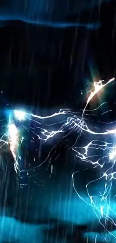 Electric blue lightning storm digital art wallpaper with dynamic energy.