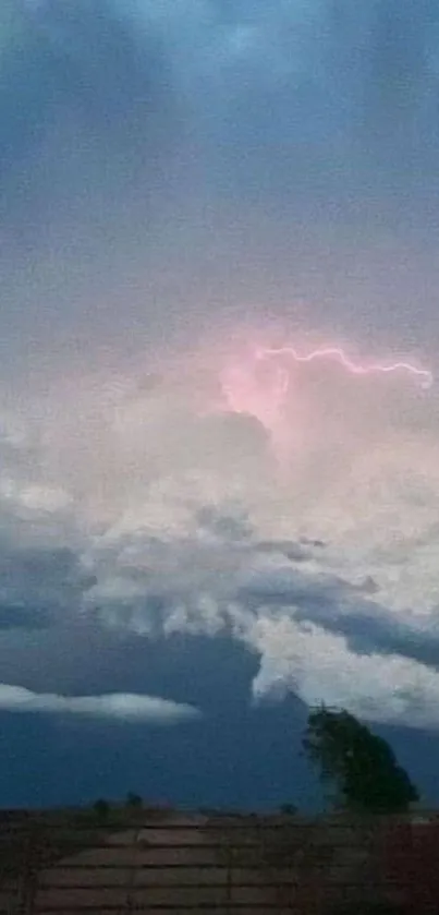 Lightning storm with dramatic clouds and moody sky.