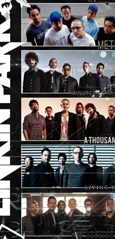 Linkin Park albums collage wallpaper featuring band members.