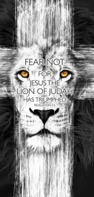 Lion of Judah inspirational artwork on mobile wallpaper.