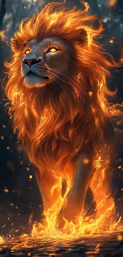 Lion Standing In Flames Live Wallpaper