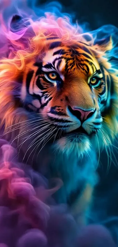 Lion Standing In Rainbow Colored Smoke Live Wallpaper