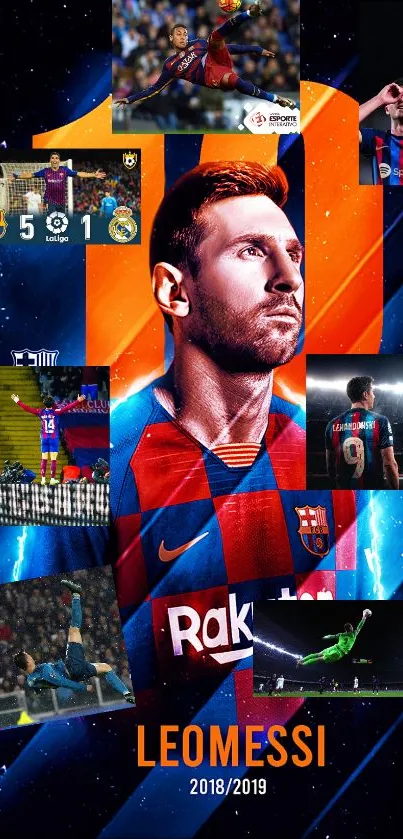 Dynamic Lionel Messi wallpaper showcasing iconic moments and vibrant colors.