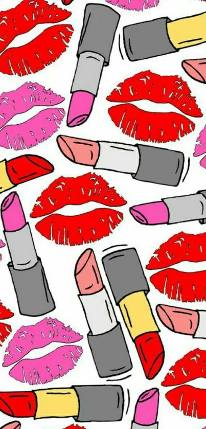 Colorful lipstick and lip print pattern.