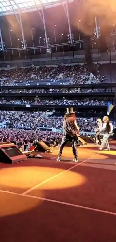 Packed concert with vibrant stage lighting and large crowd in a grand arena.