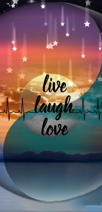 Live Laugh Love mobile wallpaper with serene gradient and night sky.