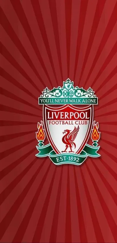 Liverpool FC red wallpaper with crest.