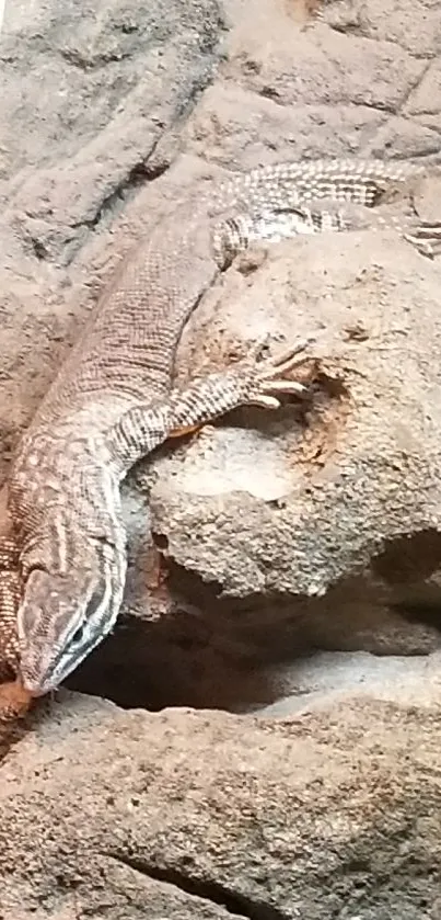 A lizard camouflaged on rocky terrain in a natural setting.