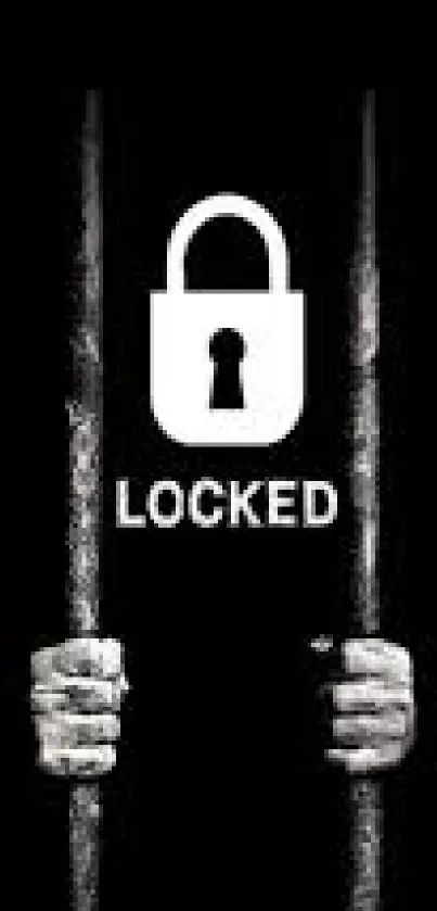 Locked hands on dark background with bold lock symbol.