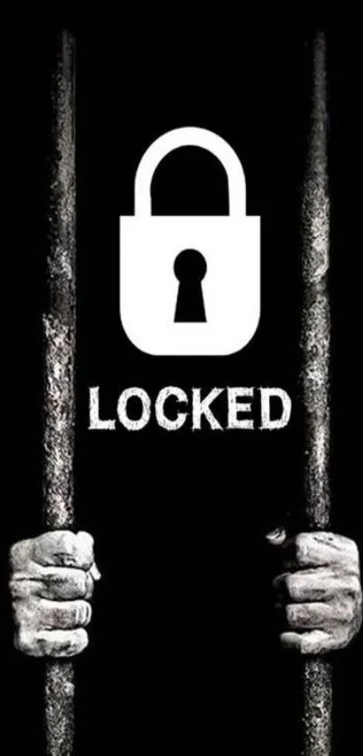 Dark wallpaper with padlock symbol and 'locked' text.