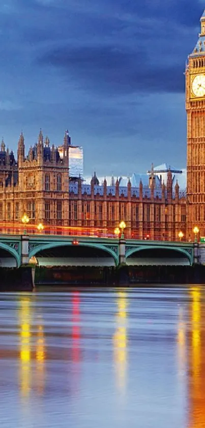 Big Ben and River Thames under a blue sky.