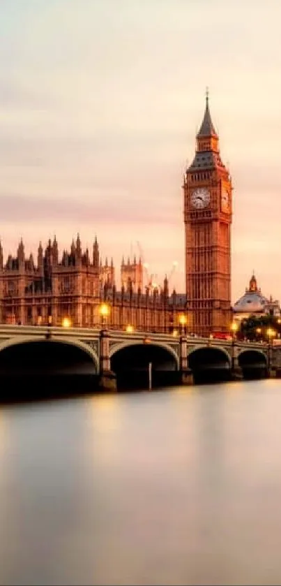 London skyline at sunset with river view, ideal for mobile wallpaper.