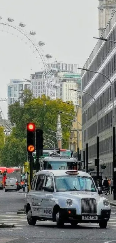 London street scene with iconic landmarks and bustling city life.