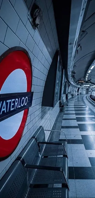 London Waterloo station with subway train.