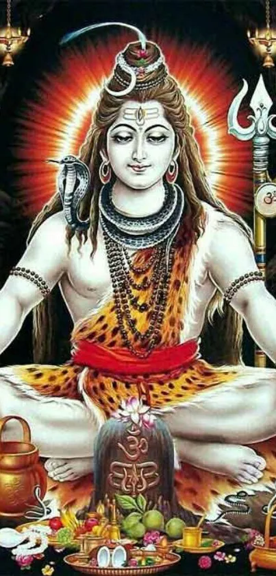 Divine Lord Shiva meditative mobile wallpaper.