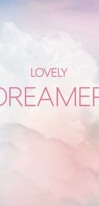 Lovely Dreamer pastel cloud wallpaper with text