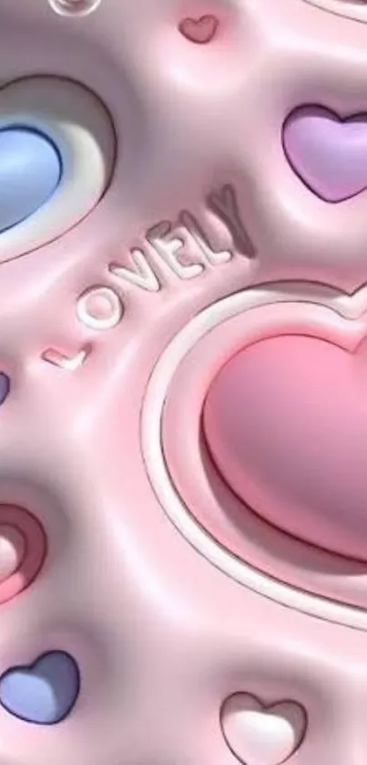 Lovely heart pattern with pastel colors and the word 'Lovely'.