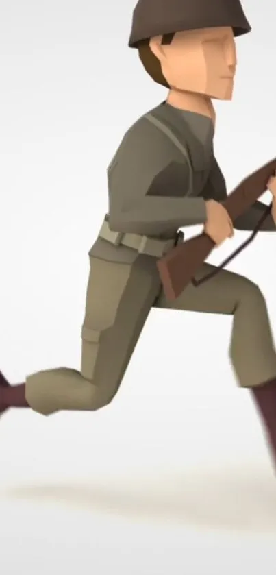 Low-poly soldier running with a rifle against a neutral background.