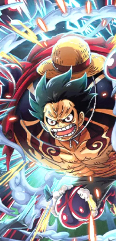 Luffy in Gear 4 vibrant anime wallpaper.