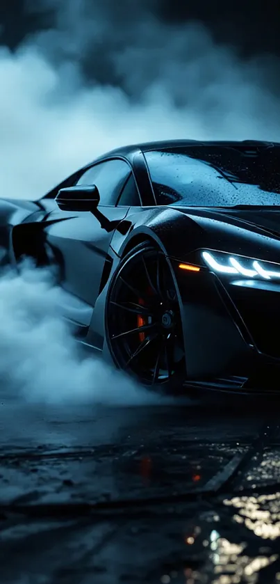 Luxurious Car Standing In Smoke Live Wallpaper