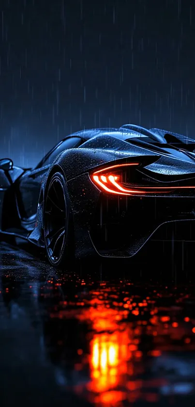 Luxurious Car With Orange Light Standing In The Rain  Live Wallpaper