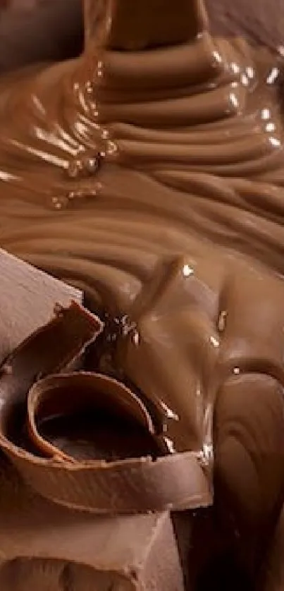 Luxurious chocolate swirl wallpaper for mobile.