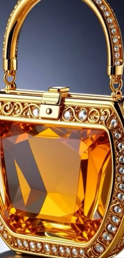 Gold handbag with gemstones sparkling elegantly.