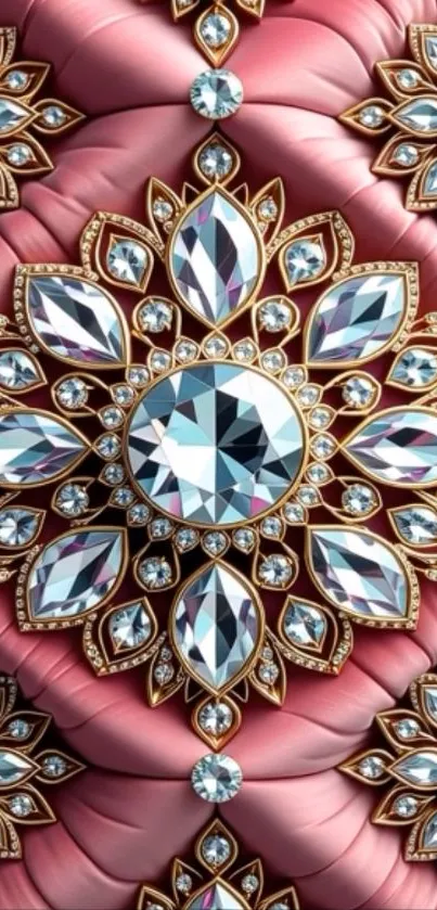 Luxurious gemstone patterned wallpaper with diamonds.