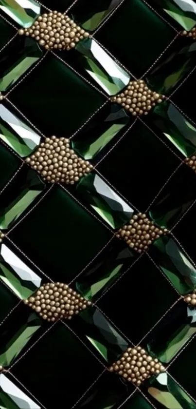 Luxurious geometric diamond pattern wallpaper in dark tones.