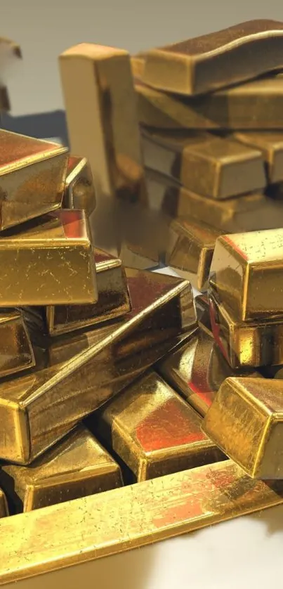 Stack of shiny gold bars arranged elegantly.