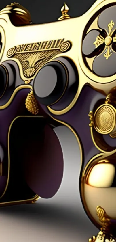 Luxurious gold and black gaming controller wallpaper